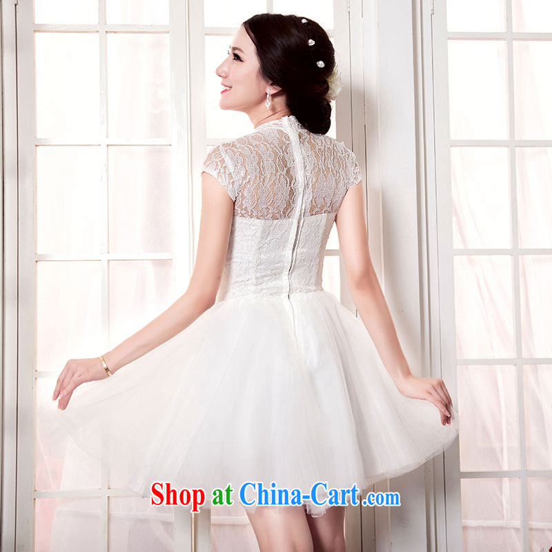 Jubilee 1000 bride 2015 new French white lace mini dress short dual-shoulder sister's Korean bridesmaid clothing stylish shaggy skirts D 6046 white XXXL/24,1000 Jubilee bride, shopping on the Internet