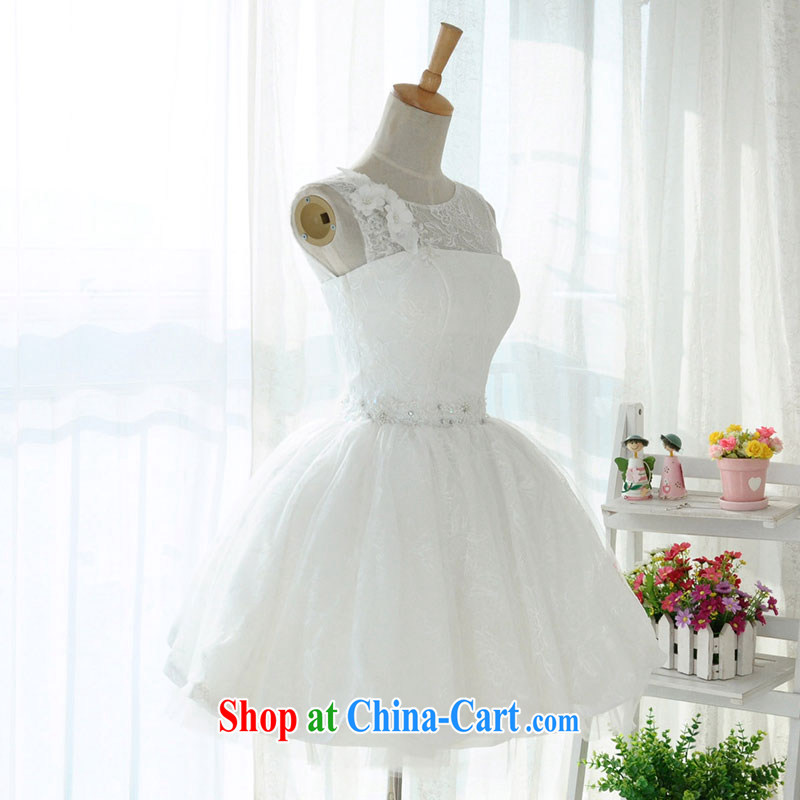 Jubilee 1000 bride's 2015 new short lace shoulders small white dress bridesmaid dress bridal wedding band performances shaggy skirts D 6008 white XXXL/24,1000 Jubilee bride, shopping on the Internet