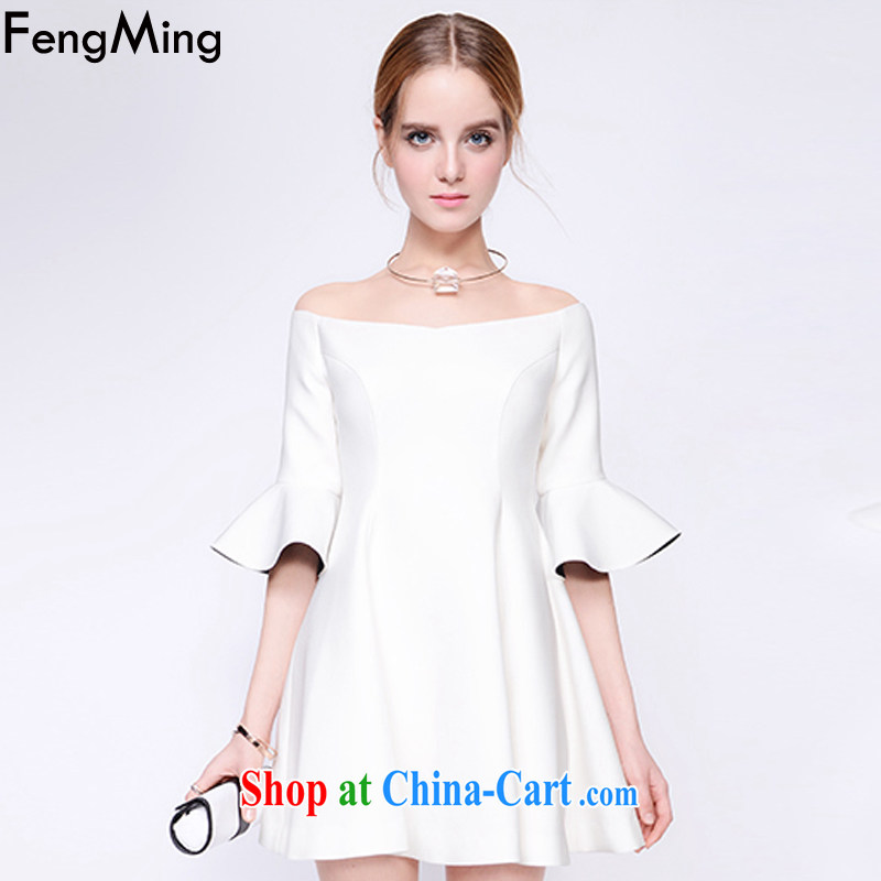 Abundant Ming summer 2015 cash the European site a field for your shoulders dress skirt girl flouncing dresses white L