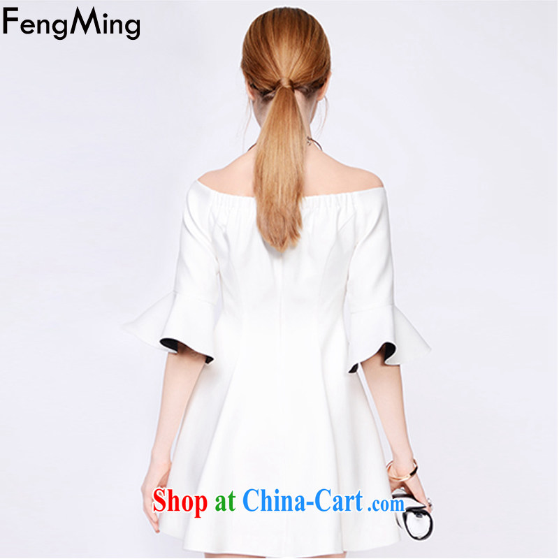 Abundant Ming summer 2015 cash the European site a field for your shoulders dress skirt girl flouncing dresses white L, HSBC Ming (FengMing), shopping on the Internet