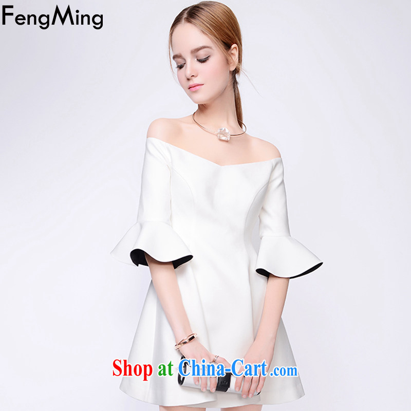 Abundant Ming summer 2015 cash the European site a field for your shoulders dress skirt girl flouncing dresses white L, HSBC Ming (FengMing), shopping on the Internet