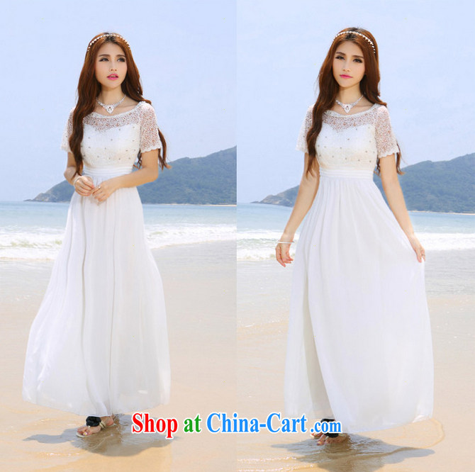 demi-hee, summer 2015, lace nails Pearl inserts drill a field for the waist dress beach skirt white pictures, price, brand platters! Elections are good character, the national distribution, so why buy now enjoy more preferential! Health