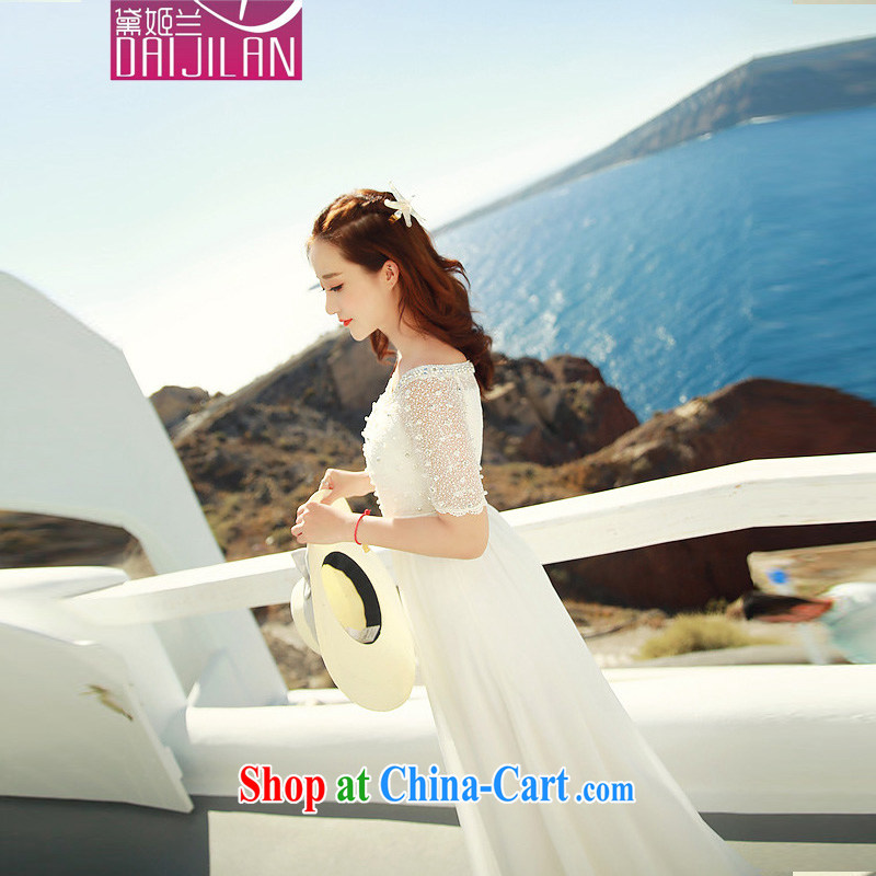demi-hee, summer 2015, lace nails Pearl inserts drill a field for the waist dress beach skirt white, Diane-hee (Daijilan), shopping on the Internet