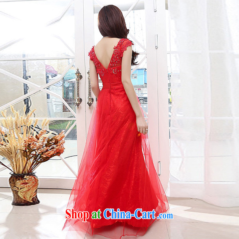 2015 summer new Korean Beauty graphics thin dresses bridal dress banquet dress uniform toast long skirt girl pink XL, Domino-hee, shopping on the Internet