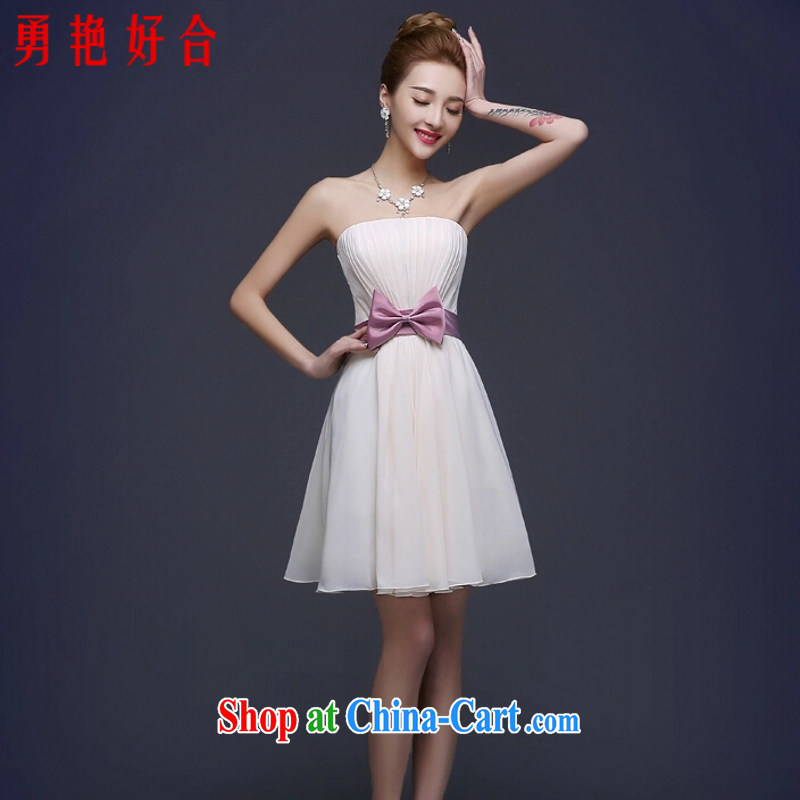 Yong-yan and spring 2015 new stylish bridal wedding bridesmaid dress in dress banquet dress beauty short, champagne color champagne color dual-shoulder XL, Yong-yan good offices, shopping on the Internet