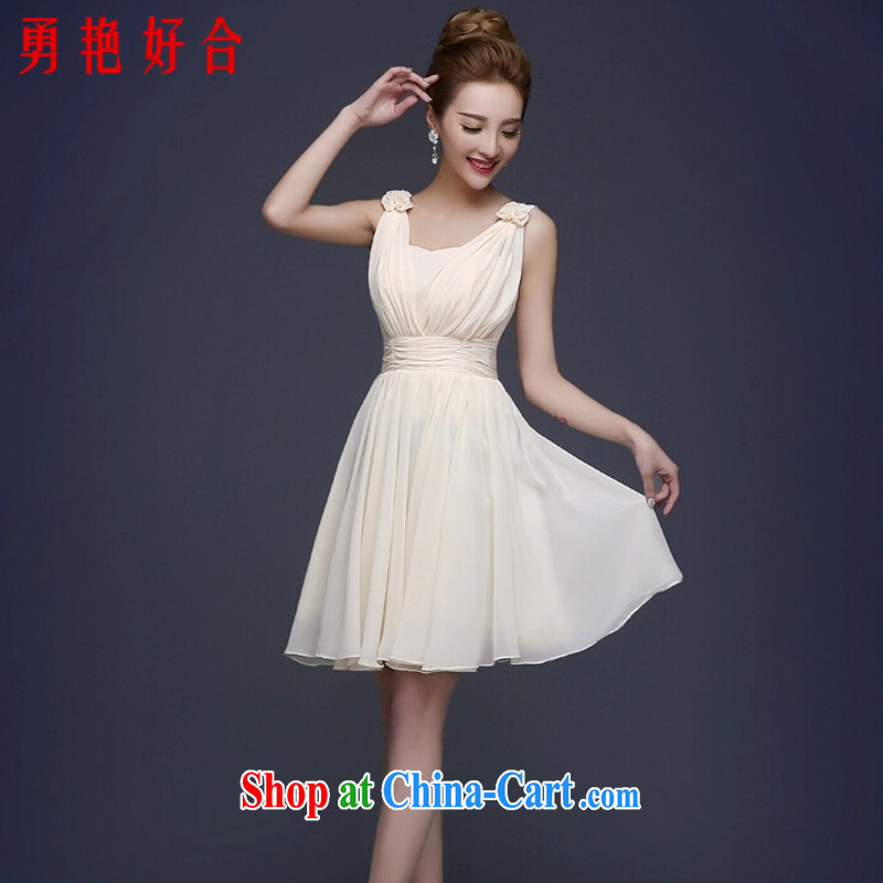 Yong-yan and spring 2015 new stylish bridal wedding bridesmaid dress in dress banquet dress beauty short, champagne color champagne color dual-shoulder XL, Yong-yan good offices, shopping on the Internet