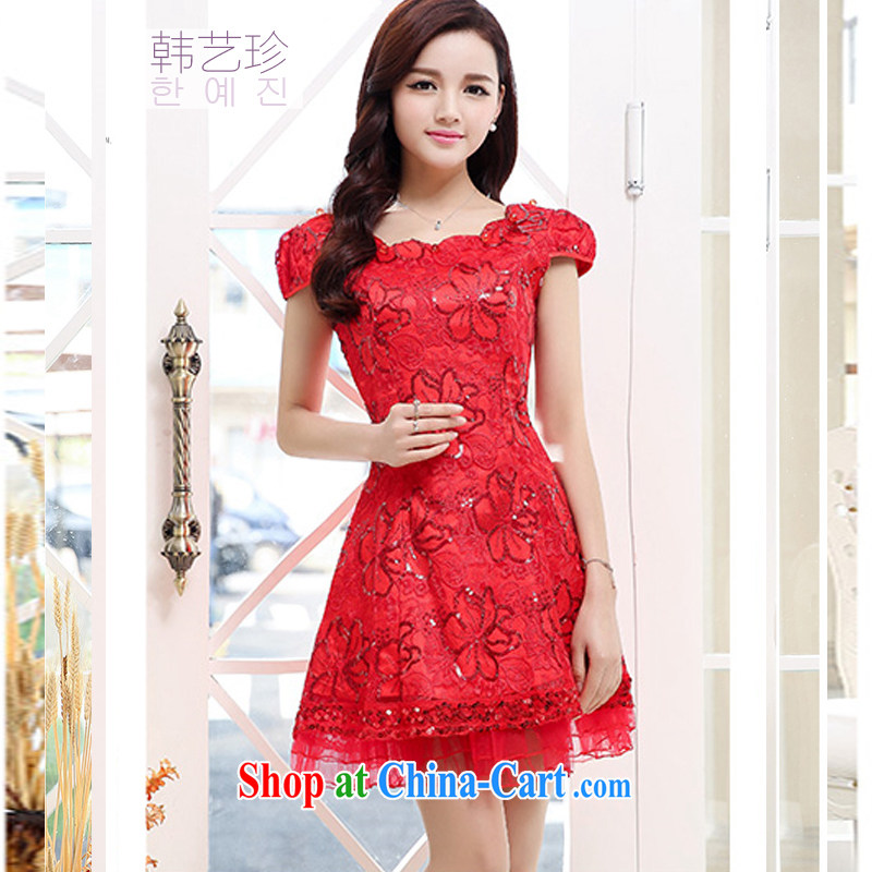 The performing arts 2015 summer Chinese short, small dress wedding dinner bridal toast serving the door Red video thin beauty-yi skirt red XXL, arts, and shopping on the Internet