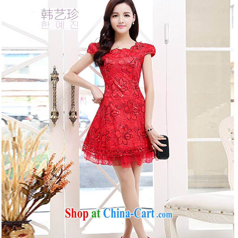 The performing arts 2015 summer Chinese short, small dress wedding dinner bridal toast serving the door Red video thin beauty-yi skirt red XXL, arts, and shopping on the Internet