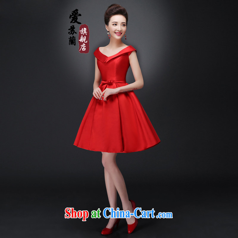 Bride wedding toast service 2015 spring new women-a field shoulder V collar short dress bridesmaid bridal wedding dresses spring and summer black 9, there will be no do not switch