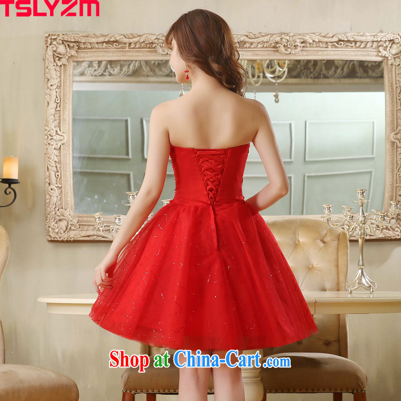 Tslyzm bridal toast dress skirt new 2015 spring and summer short, wood drill manual take Korean tied with a small dress shaggy dresses red XXL, Tslyzm, shopping on the Internet