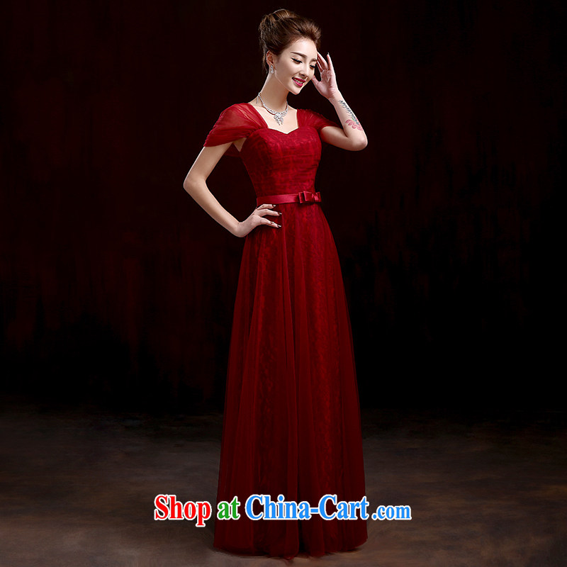 Bridal wedding toast serving wine red long dress New Beauty dress new Korean long red package shoulder evening dress dark red tailored to please contact customer service to love bamboo yarn, shopping on the Internet
