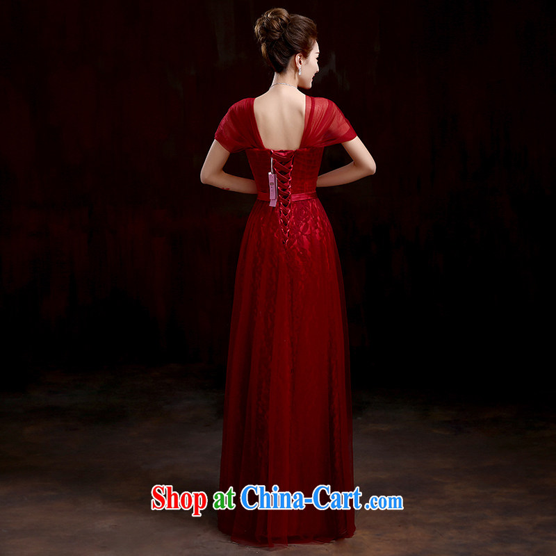 Bridal wedding toast serving wine red long dress New Beauty dress new Korean long red package shoulder evening dress dark red tailored to please contact customer service to love bamboo yarn, shopping on the Internet