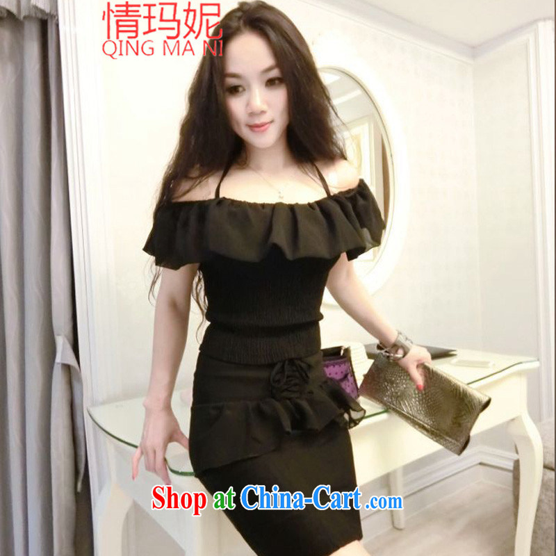 Love Princess Anne new aura field shoulder flouncing short, T-shirt tie-package and body skirt package F 8990 white, code, and Princess Anne (QINGMANI), shopping on the Internet