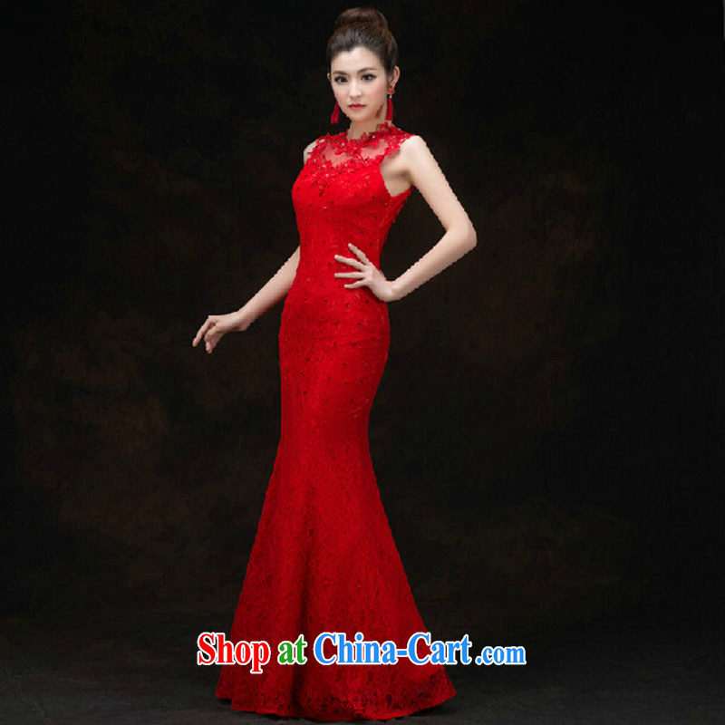 bridal dresses 2015 Spring and Autumn wedding bows dress long red crowsfoot package and back exposed lace evening dress spring and summer Red. Do not return does not change, so Balaam, and shopping on the Internet
