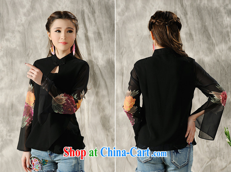 Feng Yi cotton trim 2015 new, hand-painted long-sleeved T-shirt cheongsam Chinese Spring Chinese Ethnic Wind women F A 1 033 black . M pictures, price, brand platters! Elections are good character, the national distribution, so why buy now enjoy more preferential! Health