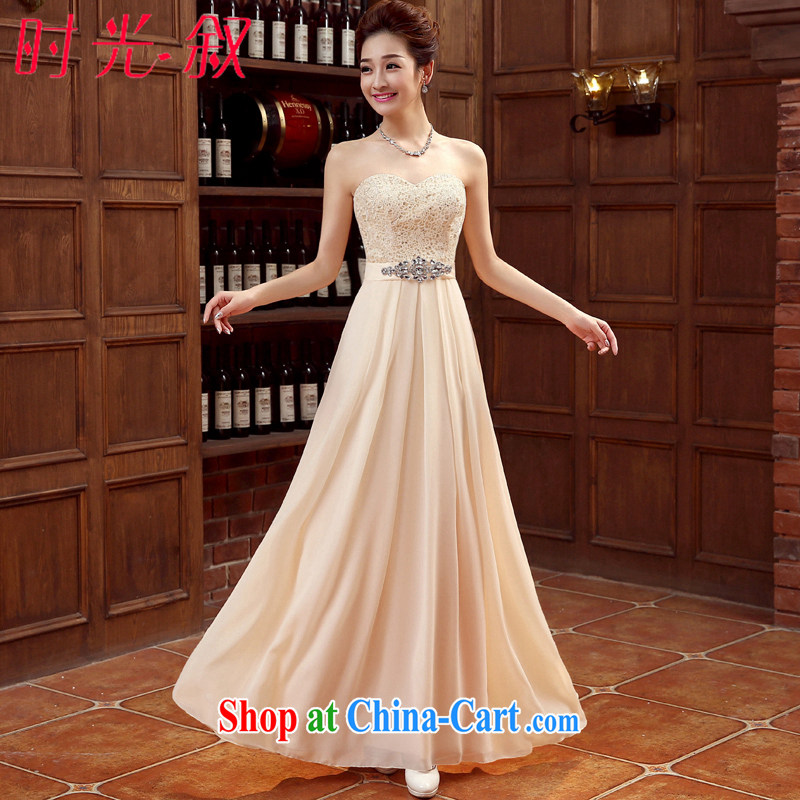 Time Syrian lace wiped his chest bridesmaid clothing evening gown dress sister dress Evening Dress dress Car Show the betrothal students graduated from dress Evening Dress champagne color XXL, time, and shopping on the Internet