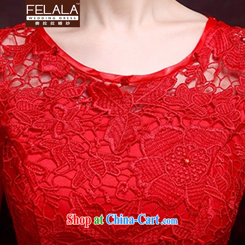 Ferrara 2015 summer classic round-collar lace package shoulder short, small dress uniform toast XL, La wedding (FELALA), shopping on the Internet