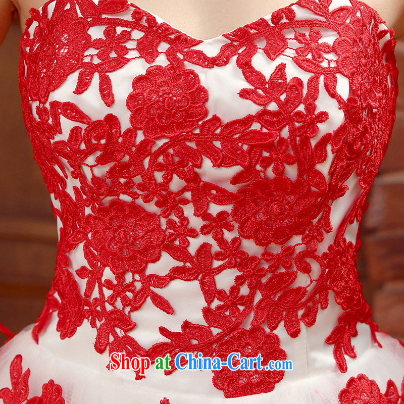 Time SYRIAN ARAB 2015 new bride's bare chest dress red toast serving red wedding wedding dress short lace dress the dresses show red XXL, time, and shopping on the Internet