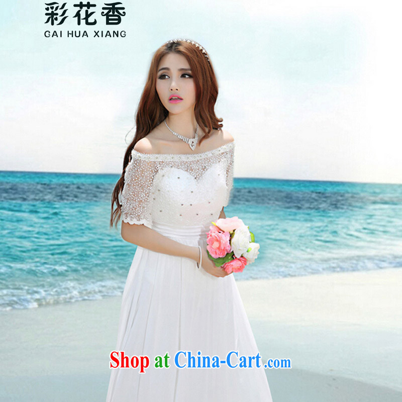 Colorful Flowers 2015 new Maldives beach dress wedding nails Pearl inserts drill dress bohemian long skirts 6041 white L, flower (CAI HUA XIANG), and, on-line shopping