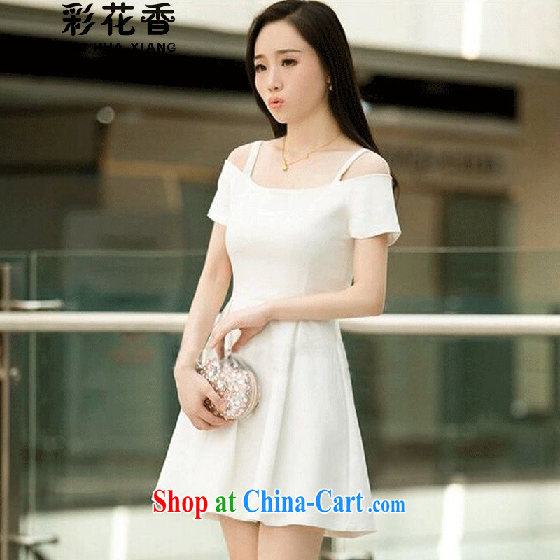 Colorful Flowers 20,151 field shoulder small sexy bare shoulders straps small dress black dress dresses video thin sexy dresses 3133 white XL colored flowers (CAI HUA XIANG), and shopping on the Internet