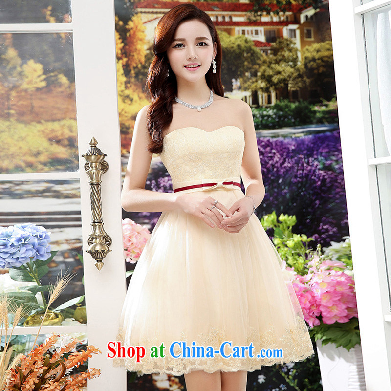 Air Shu Diane China advisory committee to replace beauty summer 2015 new shaggy dress chest bare dresses dress HSZM 1563 apricot XL