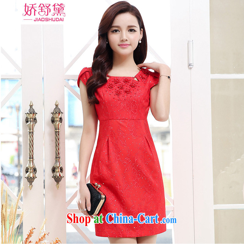 Air Shu Diane summer Chinese short small dress wedding dinner bridal toast serving the door Red video thin beauty-yi skirt red L
