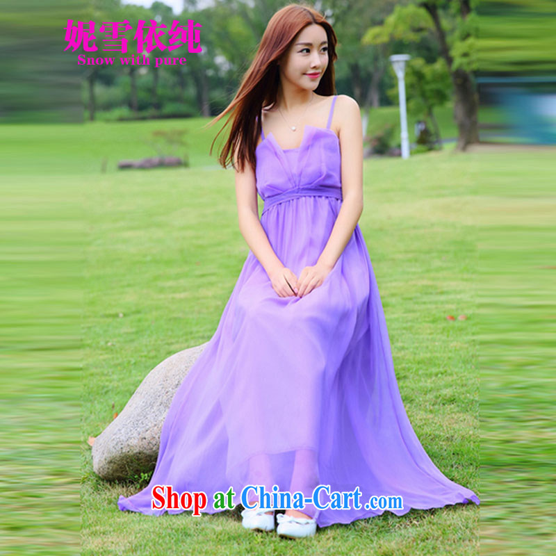 Connie snow in pure 2015 silk dress beauty dresses retro ares goddess aura long skirt Sin 5011 purple L