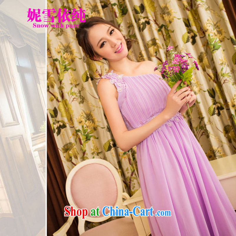 Connie snow in accordance with a 2015 new sweet temperament OL banquet bridesmaid marriage a shoulder beauty dresses girls skirts dress 5815 violet left shoulder with invisible shoulder strap L, Connie snow in plain (SNOW WITH PURA), online shopping