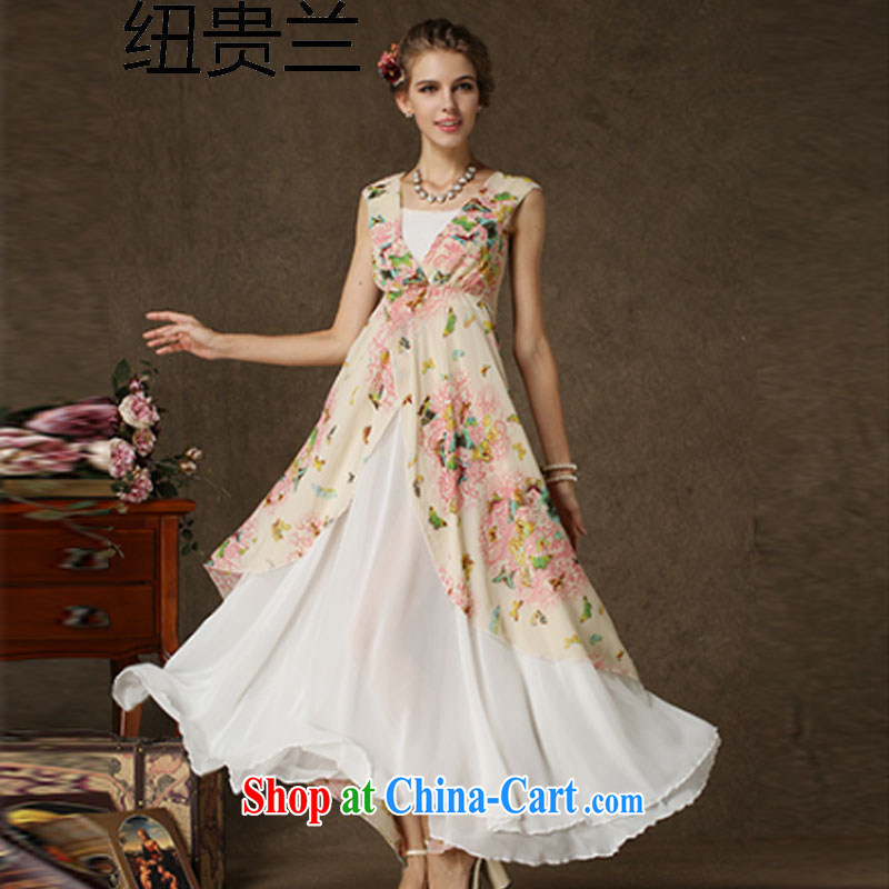 Khin Nyunt, the Korean Composite population stamp butterfly spell white Pearl snow woven double-decker Big swing dresses picture color L