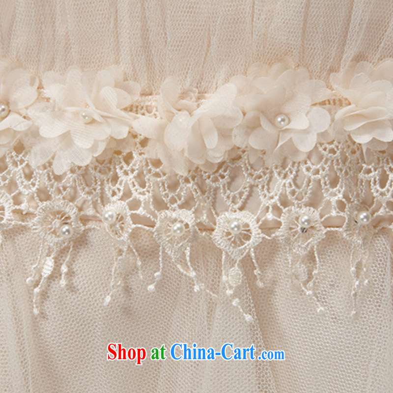 Cayman Athena Chu, 2015 summer new, cultivating a short, sweet bridesmaid sister skirt sexy lace Evening Dress female apricot L, Yan (manyinge), shopping on the Internet