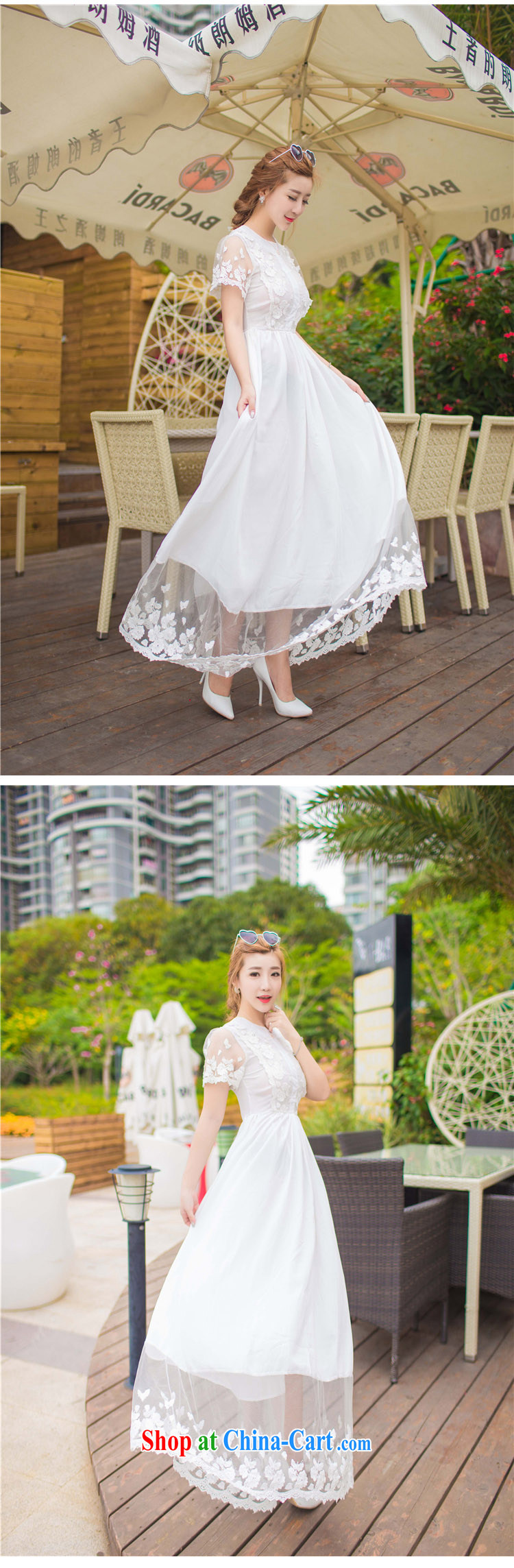 kam beauty 2015 spring and summer Korean short-sleeved lace stitching snow woven skirts dress the skirt with the resort beach skirt M 1424 white XL pictures, price, brand platters! Elections are good character, the national distribution, so why buy now enjoy more preferential! Health