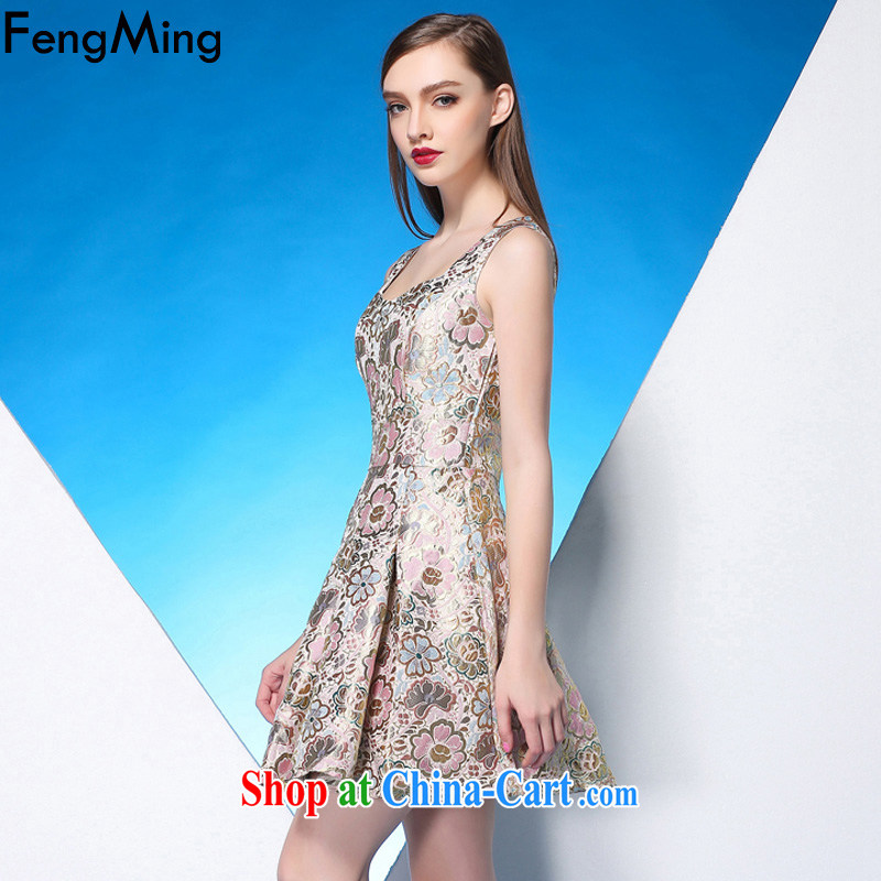 Abundant Ming 2015 summer new, cultivating small dress girls pink jacquard large straps dress suit XL, HSBC Ming (FengMing), online shopping