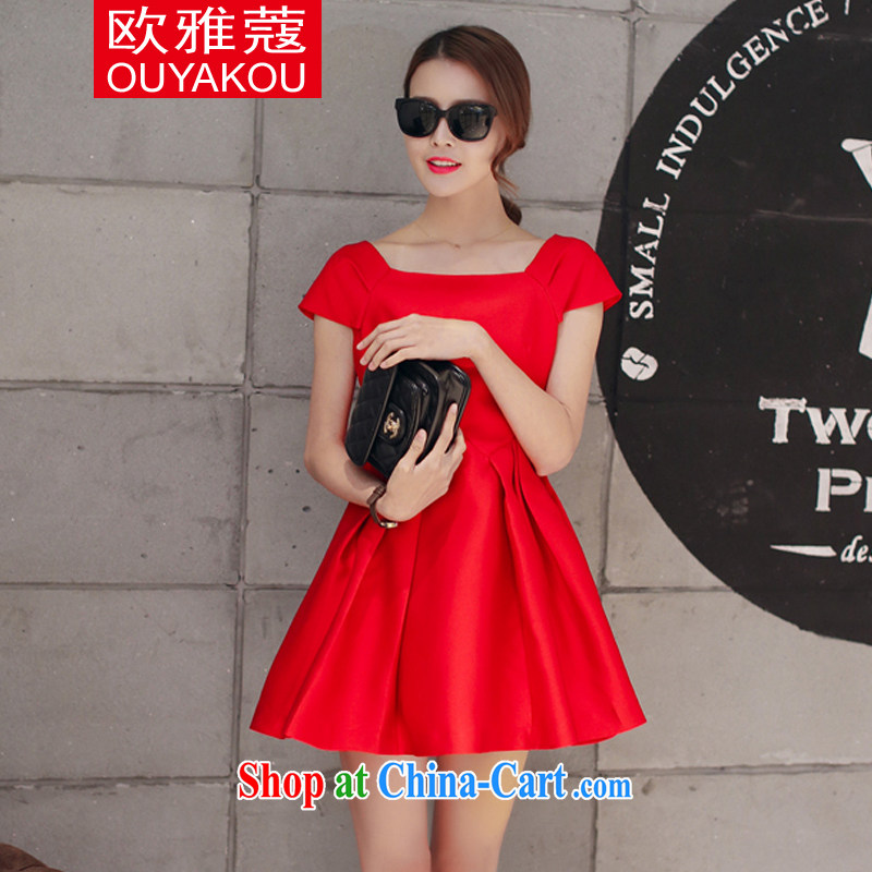 The Kou, 2015 new elegant style small dress dresses a field for cultivating graphics thin retro dresses 8492 red XL
