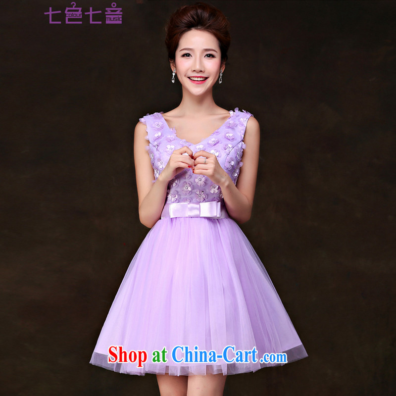 7 color 7 tone bridesmaid Kit 2015 new bride toast serving short marriage banquet the marriage and late small dress skirt L 035 light purple M
