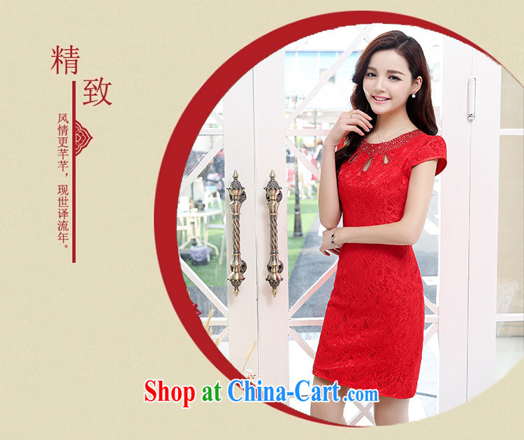 Read Sau cheongsam dress short 2015 new national style lace Openwork beaded beauty bridesmaid marriage with toast serving women serving performances HC 539 red L pictures, price, brand platters! Elections are good character, the national distribution, so why buy now enjoy more preferential! Health