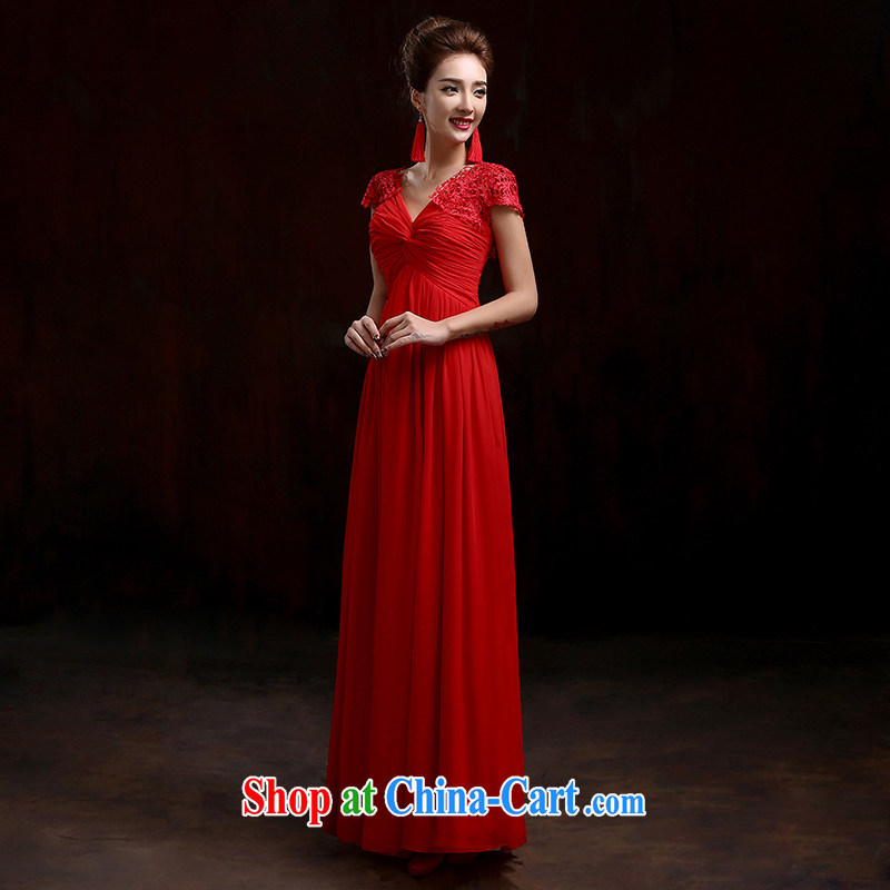 Pure bamboo yarn love 2015 New Red bridal wedding dress long evening dress evening dress uniform toasting Red double-shoulder Korean pregnant women dress short-sleeved lace dress red tailored to please contact customer service, pure bamboo love yarn, shop