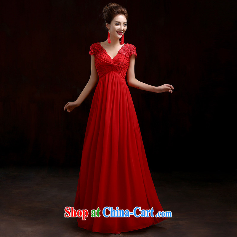 Pure bamboo yarn love 2015 New Red bridal wedding dress long evening dress evening dress uniform toasting Red double-shoulder Korean pregnant women dress short-sleeved lace dress red tailored to please contact customer service, pure bamboo love yarn, shop