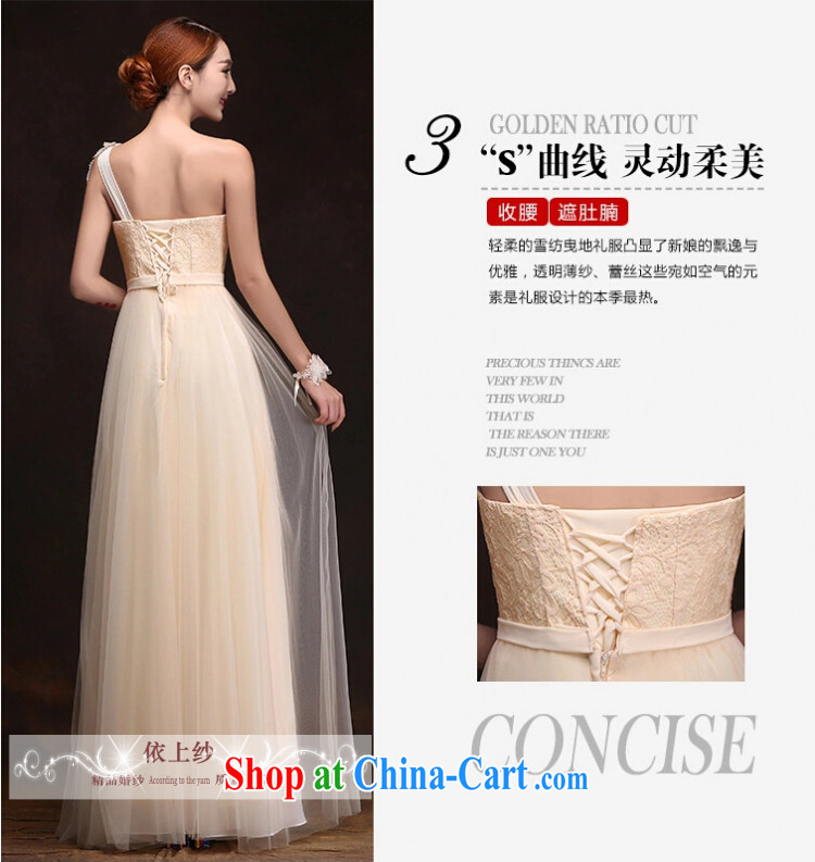 Yong-yan and his toast, new spring and summer marriages too long single shoulder banquet dress beauty bridesmaid dress in stock is tied with zip to make champagne color. size color is not final pictures, price, brand platters! Elections are good character, the national distribution, so why buy now enjoy more preferential! Health