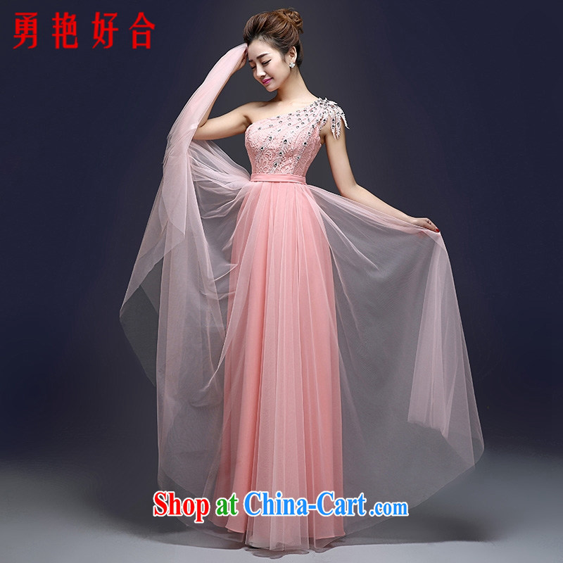 Yong-yan and his toast, new spring and summer bridal wedding fashion long single shoulder banquet dress beauty bridesmaid dress in stock is tied with a zipper to make champagne color. size color is not final, Yong-yan good offices, shopping on the Interne