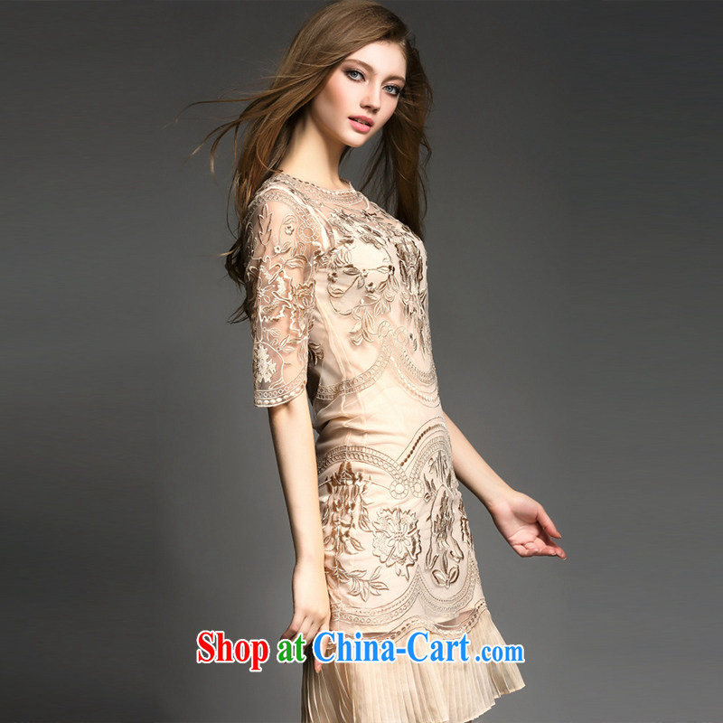 Caynova summer 2015 new, modern Europe and the embroidery 100 hem beauty dress dress gold XL, Caynova, shopping on the Internet