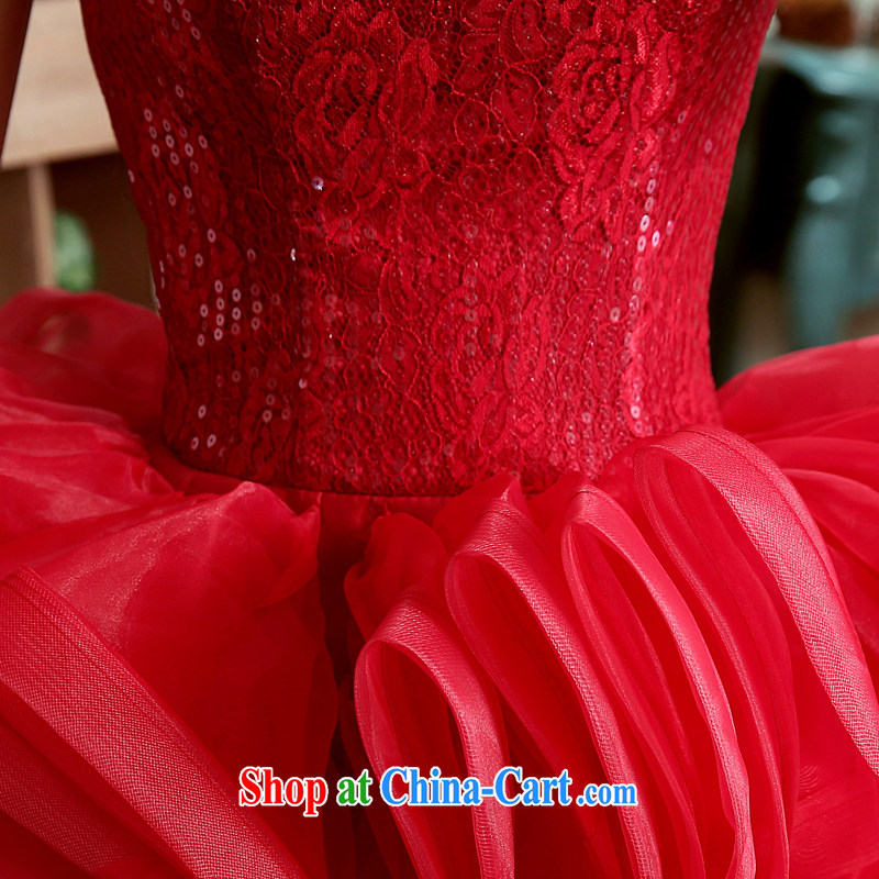 Honey, bride red short dress bridal toast wiped his chest Princess shaggy dress photo building Photo Show service summer red L, honey, bride, shopping on the Internet