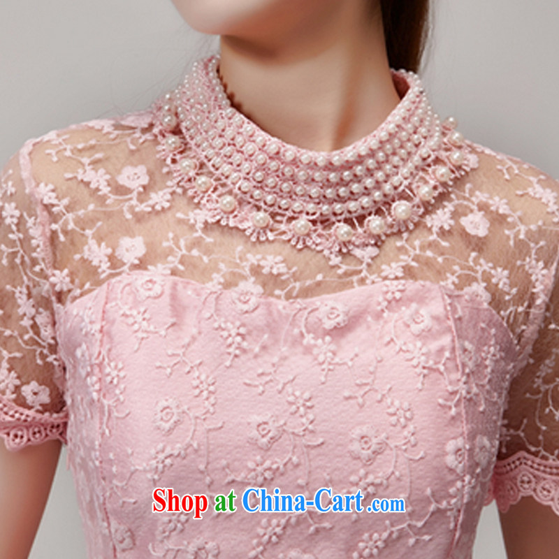The Advisory Committee summer 2015 and staple Pearl Pearl collar Lace Embroidery Openwork small fragrant wind shaggy dress dress pink L Advisory Committee, the World (SHANGSHIJIE), online shopping