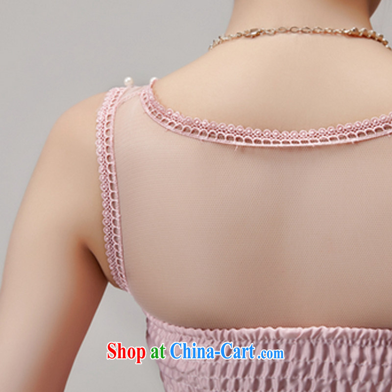 The Advisory Committee 2015 summer lace hook spent manually staple Princess Pearl shaggy dress yarn Web elastic waist dress dress pink L, advisory committee (SHANGSHIJIE), online shopping