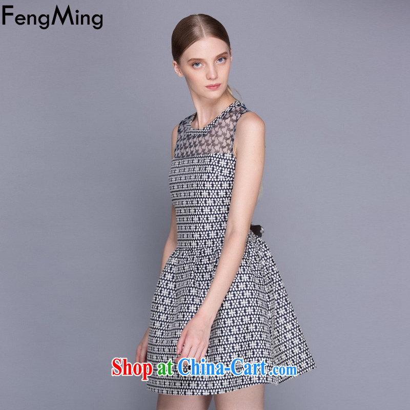 Abundant Ming summer 2015 new European site big geometric stamp duty vest dress dress girl picture color L, HSBC Ming (FengMing), online shopping