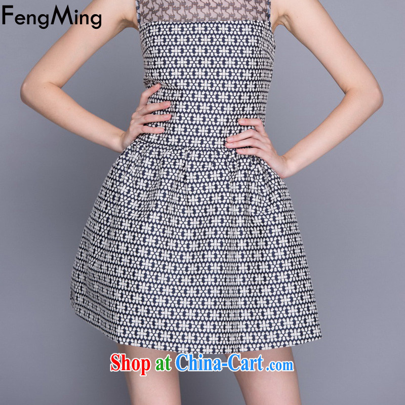 Abundant Ming summer 2015 new European site big geometric stamp duty vest dress dress girl picture color L, HSBC Ming (FengMing), online shopping