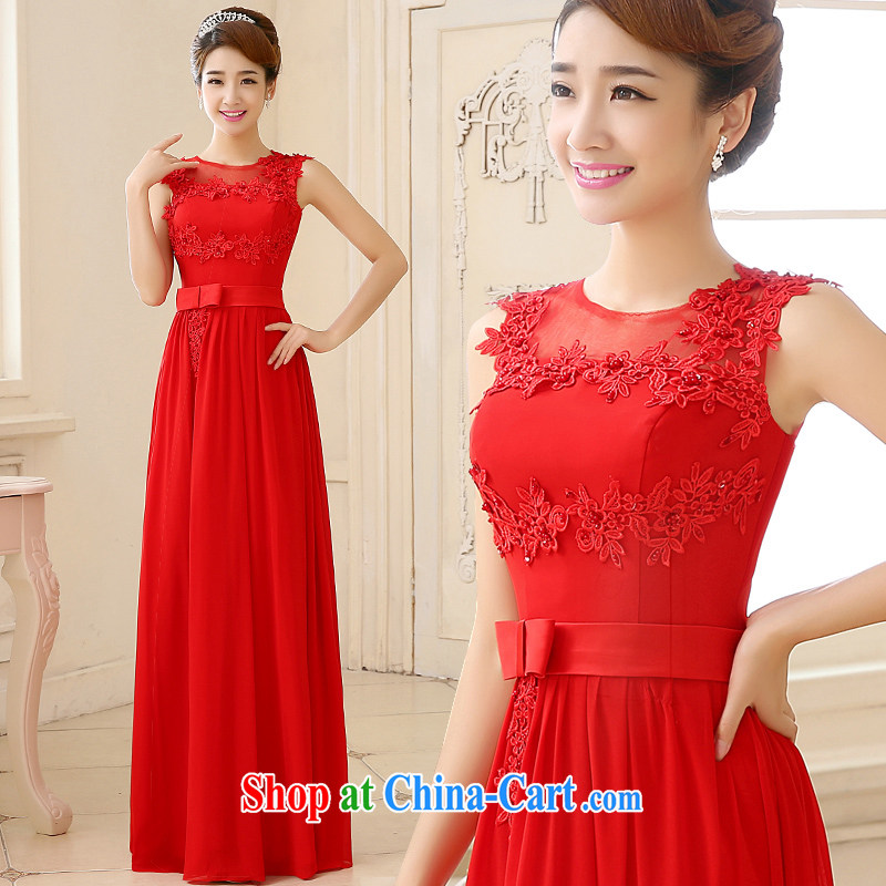 Impressive lady red bridal toast serving long 2015 new bride wedding dress beauty with shoulder dress L 2033 red XXL