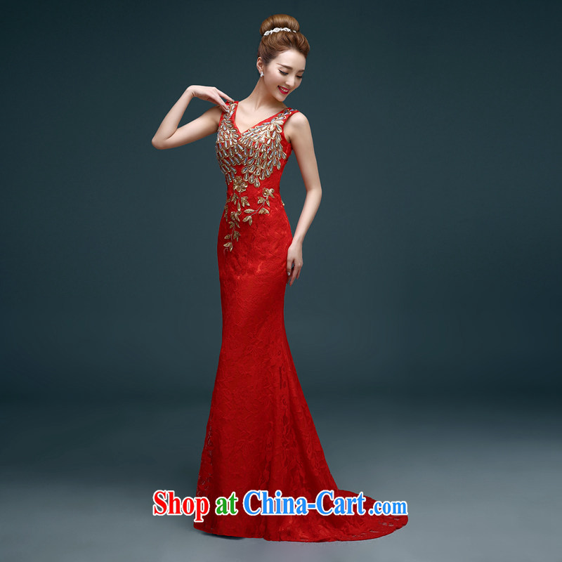 White first into some toast Service Bridal Fashion spring 2015 New red long, crowsfoot wedding dress banquet Sau San evening dress and red tailored to contact customer service, white first to some, shopping on the Internet
