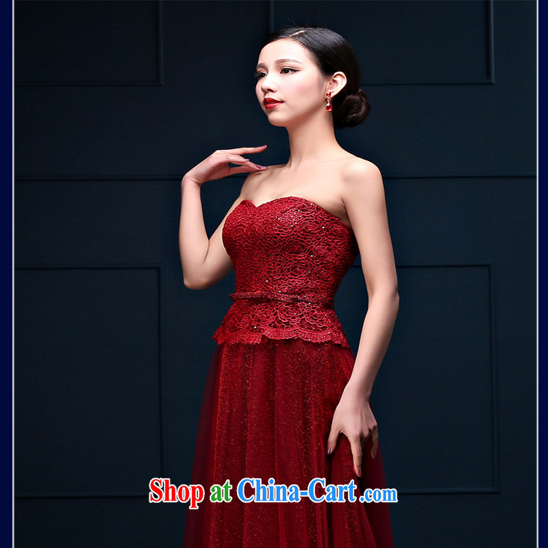 White first to approximately 2015 new spring, bare chest, cultivating marriages served toast wine red tie banquet dress long, deep red XXL