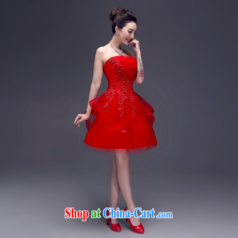 Connie focus 2015 new toast wiped his chest short summer bridal wedding dress banquet dress female LF 0003 red L crackdown, Connie (JIAONI), online shopping