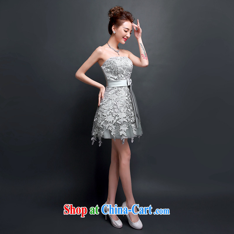 Wedding toast dress new summer 2015, stylish wiped his chest wedding beauty moderator banquet party night short dresses ball pleasant bride silver XXL, pleasant bride, shopping on the Internet